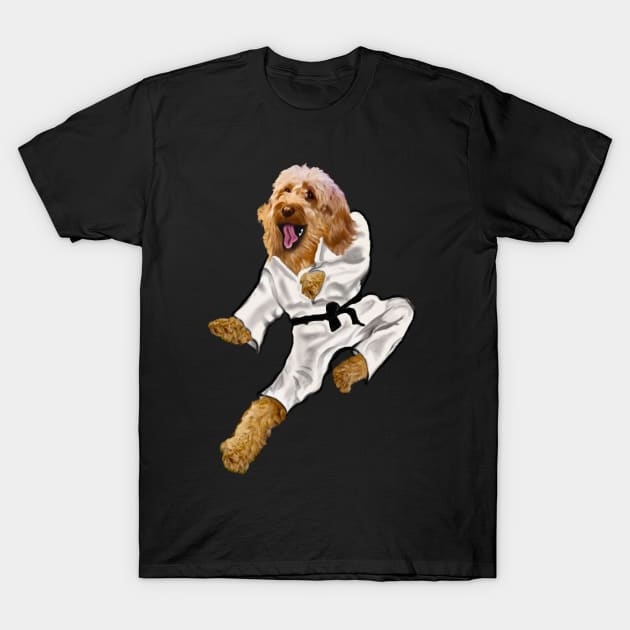 Cavapoo Fists of furry Kong fu Cava - Karate - martial arts Cavapoo Cavoodle puppy dog  - cavalier king charles spaniel poodle, puppy love T-Shirt by Artonmytee